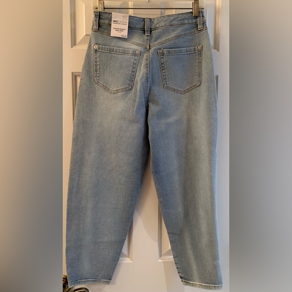 INC Denim Mom Jean size 4/27 light indigo metal rivet details along leg NWT - Picture 2 of 13